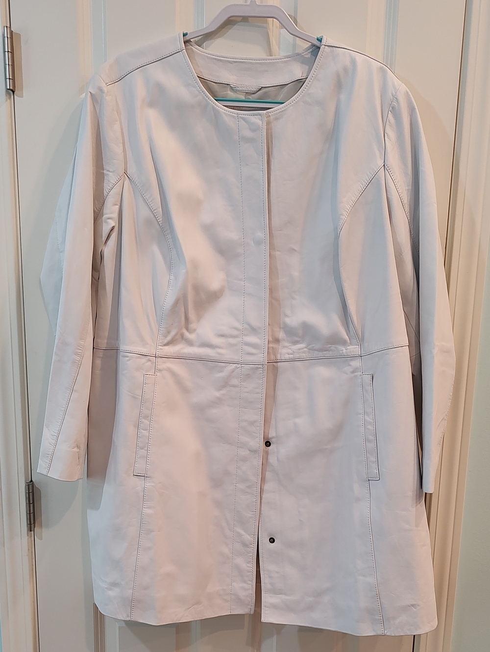 Jessica London Women's White Leather Coat 24W